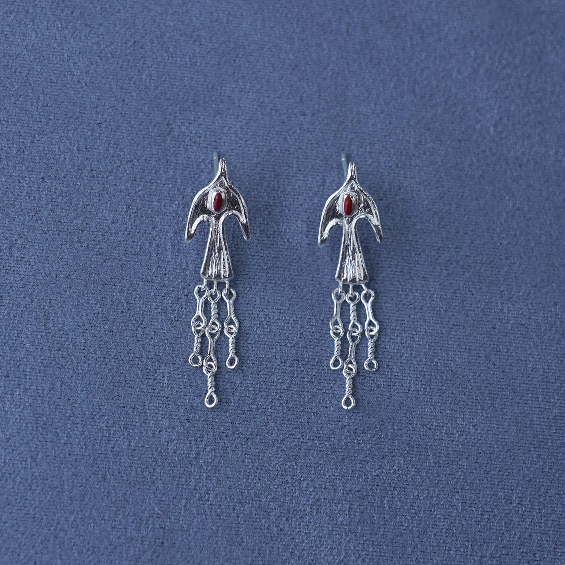 SALE E PEPE胡椒盐 纯银小鸟流苏耳环