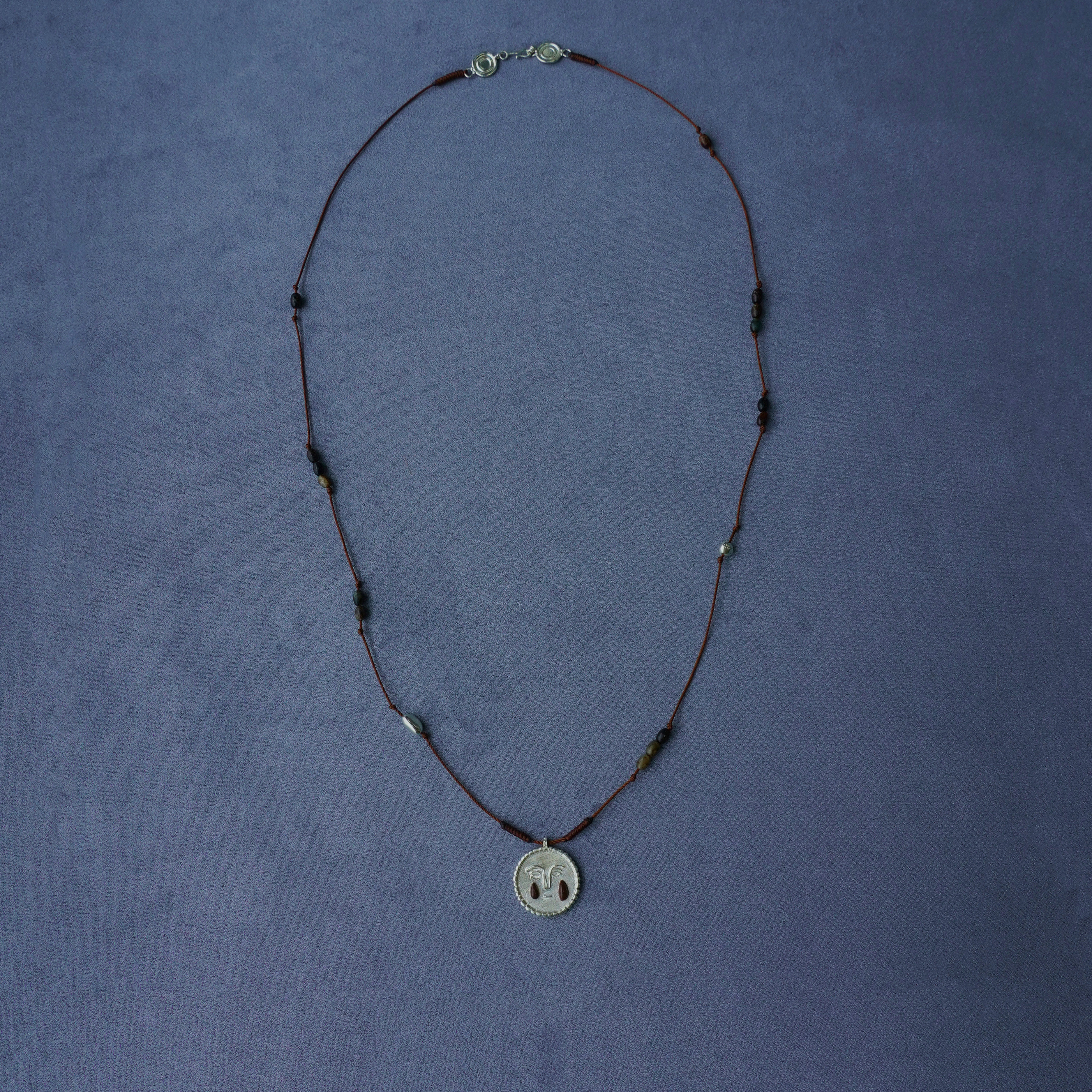 SALE E PEPE胡椒盐&middot;纯银卵石红酒泪滴编绳长项链