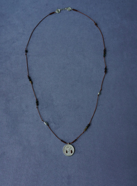 SALE E PEPE胡椒盐·纯银卵石红酒泪滴编绳长项链