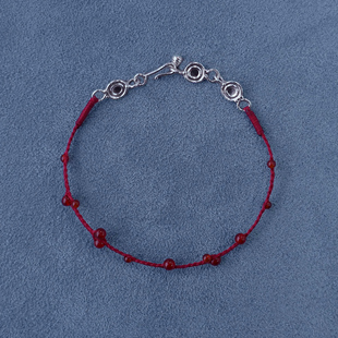 新年礼物 SALE 纯银红玛瑙圆珠编织手链 PEPE 平安好运