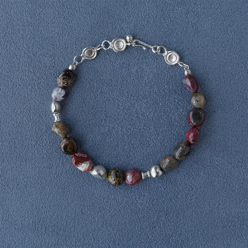 SALE E PEPE胡椒盐·纯银串珠手链 网格石玛瑙