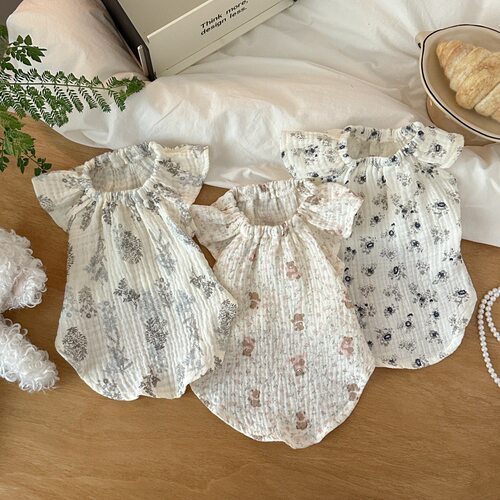 纯棉棉纱全棉宠物狗狗猫咪春夏季薄款衣服连衣裙居家服睡衣透气