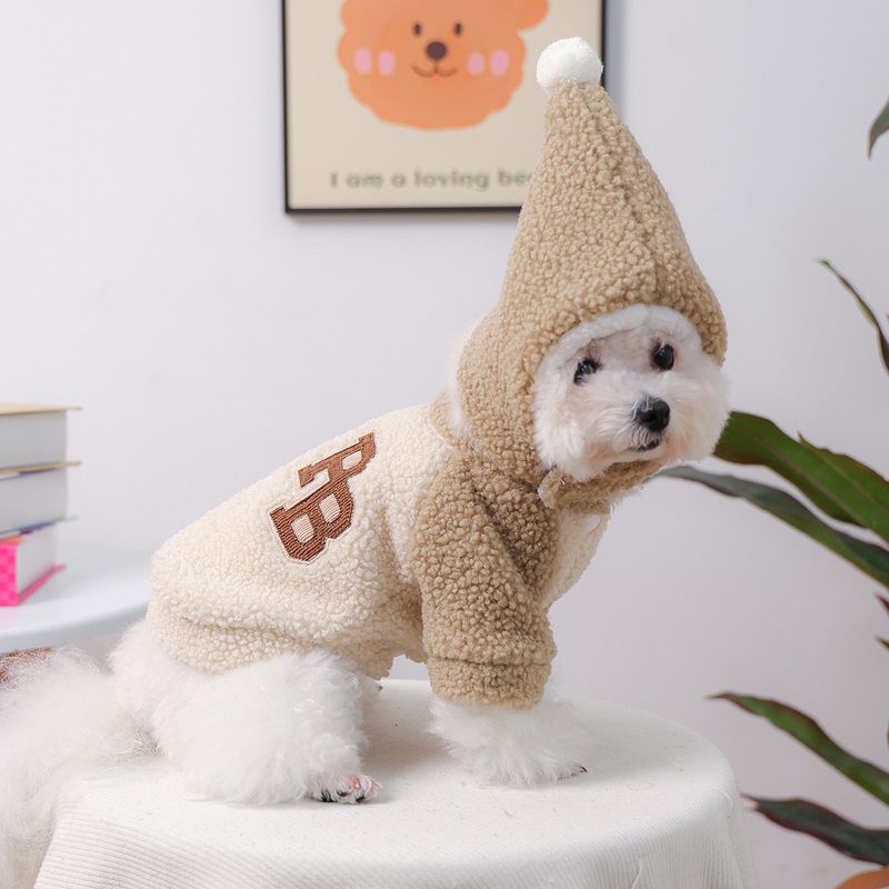 宠物狗狗猫咪秋冬衣服羊羔绒毛球帽子套装保暖泰迪比熊马尔济斯