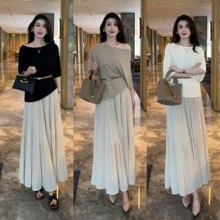 女士夏天穿的衣服时尚套装合适小个子遮肉高级感超级好看两件套裙