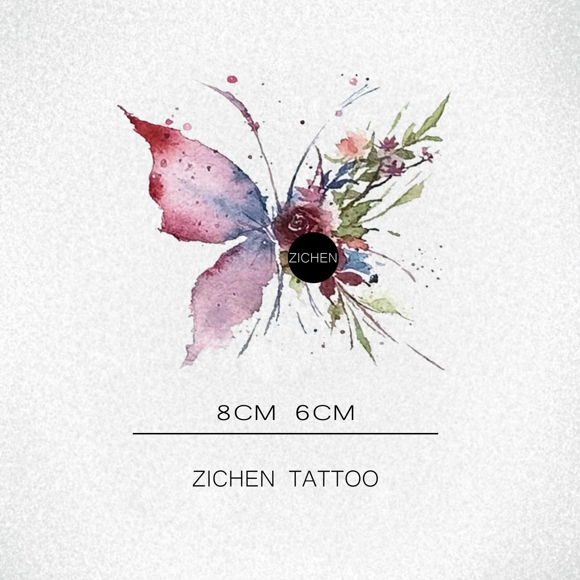 ins风彩色暗黑系ZICHEN纹身贴