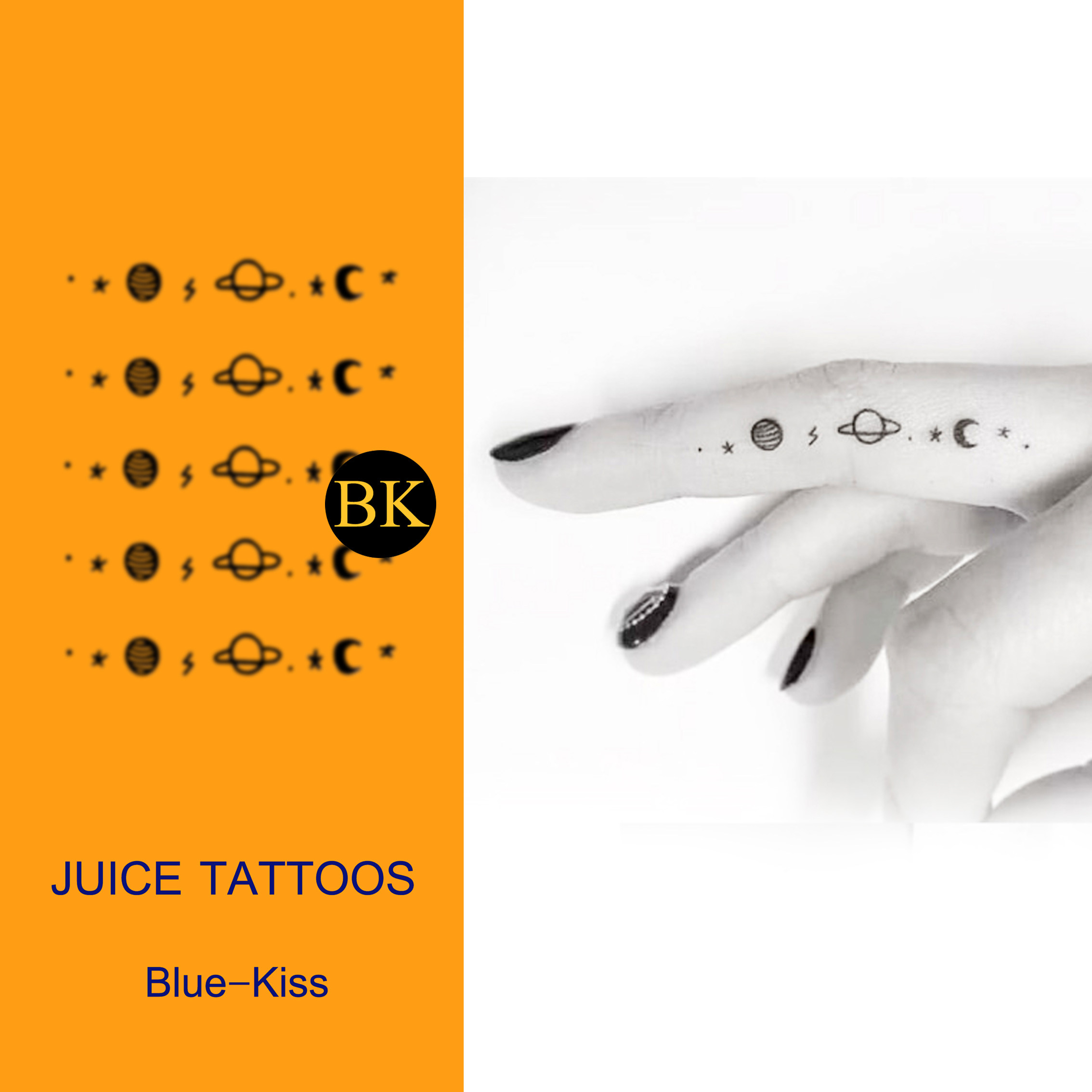 bluekiss蓝吻 宇宙系列 手指小图星系果汁纹身贴草本防水女ins风