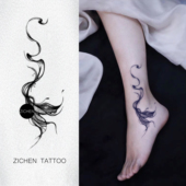 ZICHEN 高级感INS美人鱼草本纹身贴纸鱼尾防水持久古风颜值脚踝女