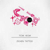 ZICHEN 坏稚气闪耀心锁防水持久女高级个性 彩色纹身贴别针猫咪