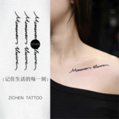 ZICHEN 锁骨拉丁语纹身贴防水持久仿真字母高级感草本果汁半永久