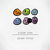 ZICHEN 趣味表情搞怪笑脸纹身贴持久防水女彩绘遮瑕遮疤图案创意