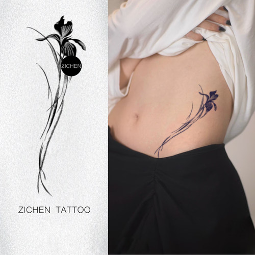 ZICHEN鸢尾花草本纹身贴
