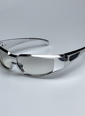 未来感透明片银色运动太阳镜2025驴友防风骑行护目镜男女登山墨镜