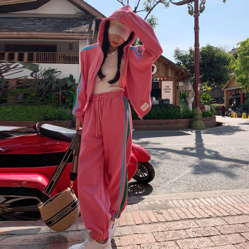 【新款】撞色拼接运动套装-295-008-p165-k228,女装休闲裤,浙宝295