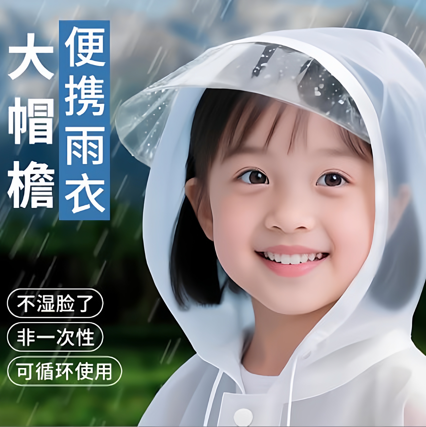 儿童一次性雨衣大帽檐雨衣小学生上学专用Peva雨衣长款连体雨衣