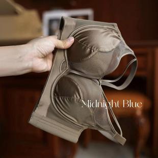 防下垂 聚拢收副乳内衣套装 Midnight Blue轻奢高级缎面芒果杯薄款