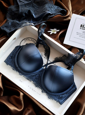 欧美皮革有钢圈性感成套内衣光面中厚文胸套装本命年小胸聚拢C杯