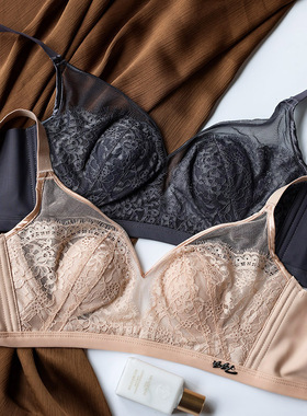 水晶杯超薄无痕内衣90ab性感蕾丝抹胸兔耳朵透气聚拢收副乳调整型