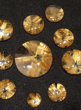 天然钛晶金发晶钛晶花六角花圆盘多宝手链项链戒指等diiy配件