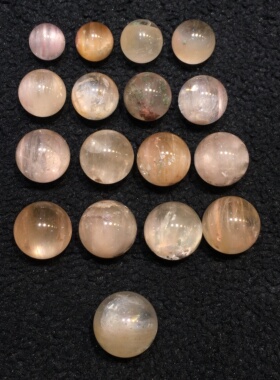 天然兔毛水晶粉兔毛橙黄兔毛与幽灵共生圆珠单珠多宝手链项链配件