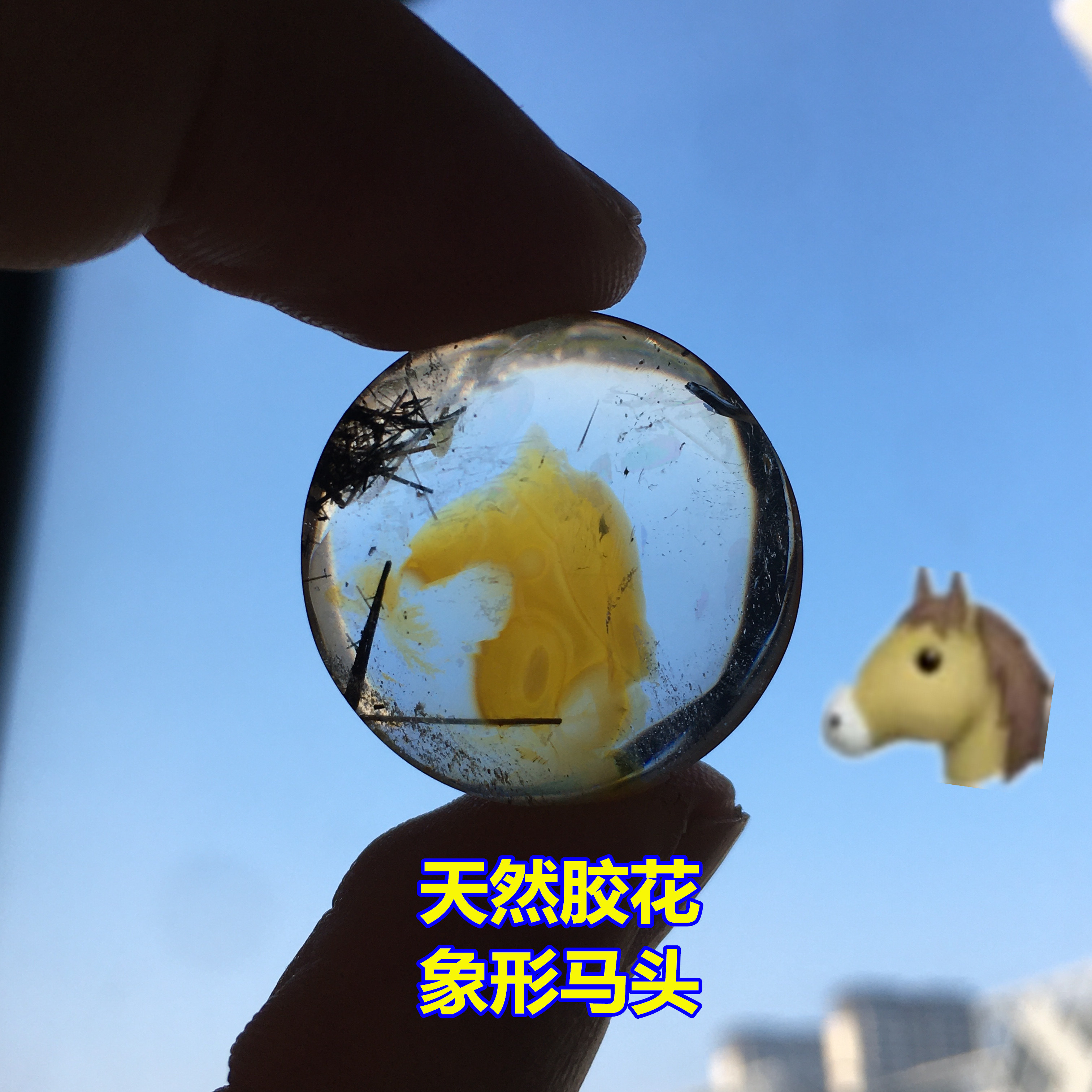马头黄胶花水晶象形diy项链