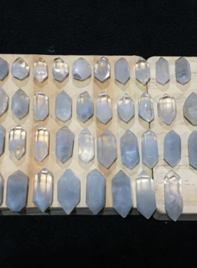 天然兔毛水晶稀有蓝兔毛随形双尖挂件小摆件多宝手链项链diy配件