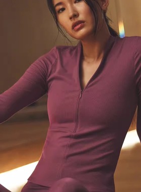 新款alo 女士RIBBED MESMERIZE罗纹迷人V领长袖运动衣 健身瑜伽