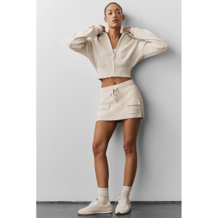 新款alo Scholar Knit Cargo Skirt针织短款连帽衫夹克工装短裙