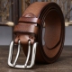 3.8宽新款 百搭双针扣腰带男真皮头层纯牛皮复古休闲牛仔皮带 韩版