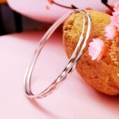 真银子通体纯银耳环大耳圈圈细款 菱形花纹夸张S925银饰镀白金刻字