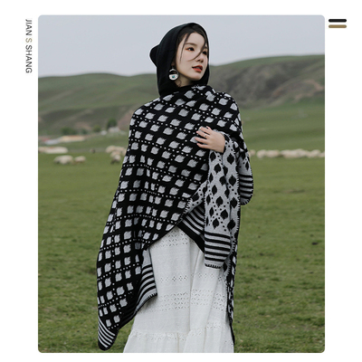 新款连帽大披肩斗篷保暖披风