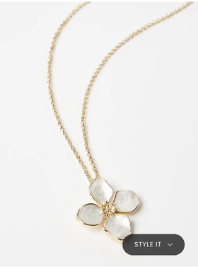 贝母白色四瓣精致花朵贝壳项链颈链女欧美饰品配饰镀金