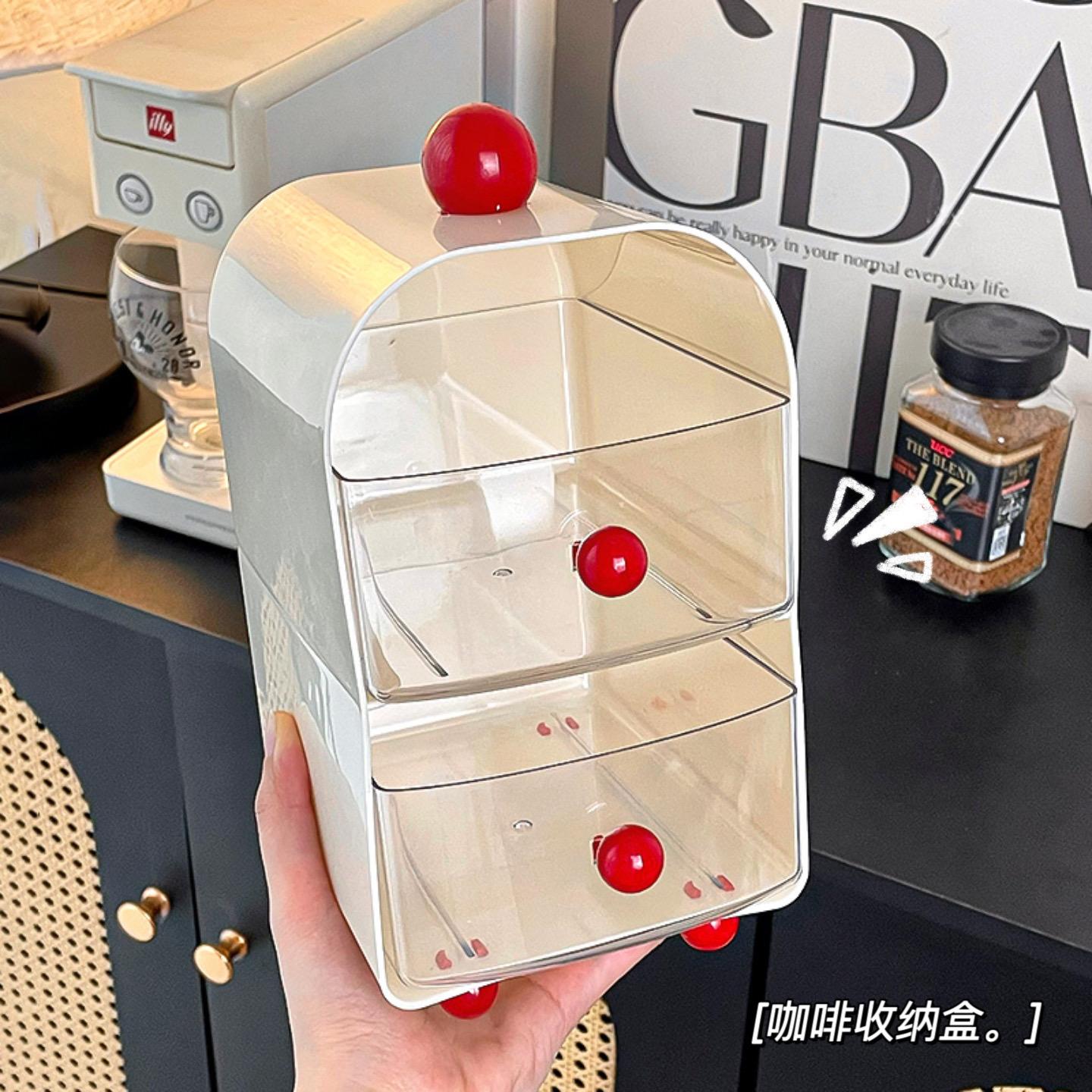 咖啡角收纳盒大容量透明抽屉式