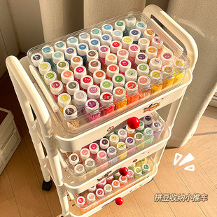 多层拼豆收纳架玩具展示架小推车置物架落地拼豆豆收纳推车零食架