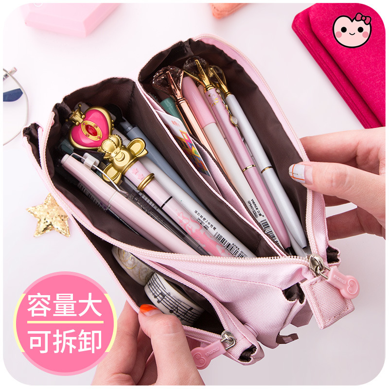 韩国小清新可爱新简约帆布笔袋大容量创意女生