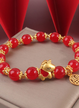 2026马年本命年手链属马红色串珠马上有钱新年礼物儿童生肖马手串