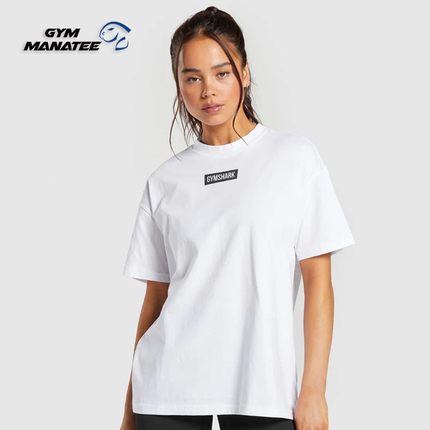 代购GYMSHARK女TRAINING BLOCK OVERSIZED T-SHIRT宽松全棉运动短