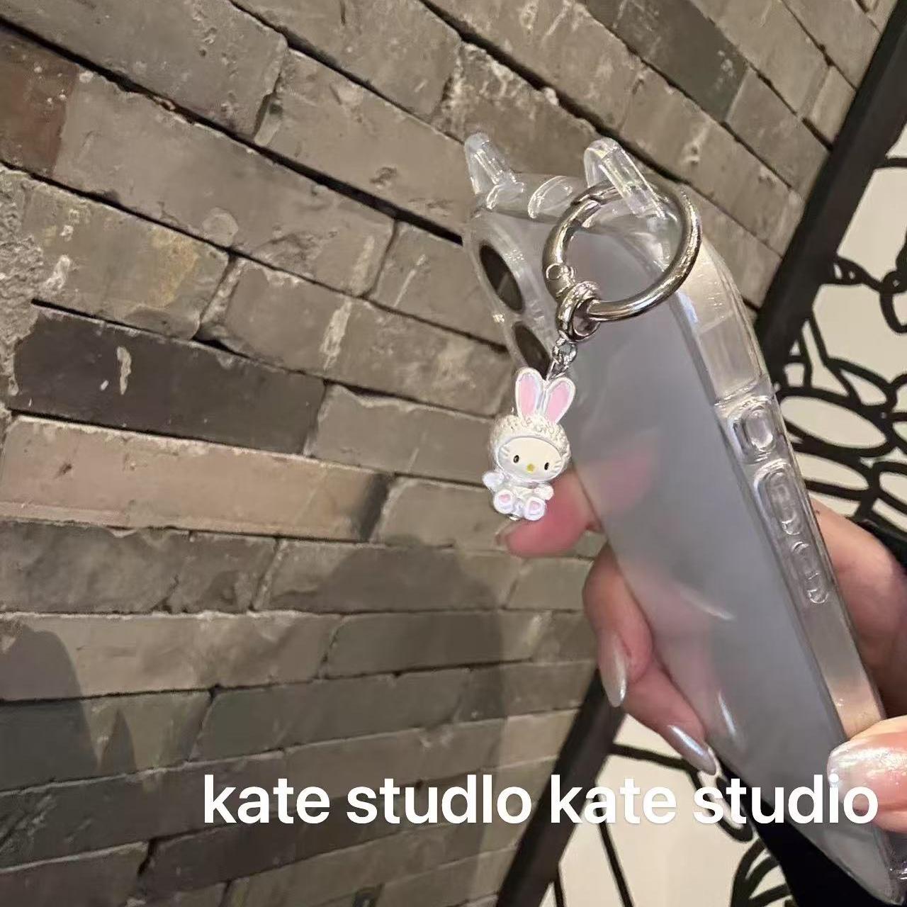 小红书 kate（手机壳版）可爱猫耳朵挂坠手机壳适用iPhone16可爱风软壳ins圆边透明kitty壳
