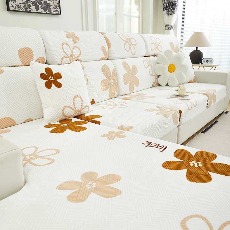 印小花】摇粒绒弹力沙发套罩四季通用沙发笠防尘防滑简约YXH