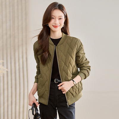 2024秋冬新款小个子休闲宽松轻薄夹克棉衣夹棉棒球服短外套女