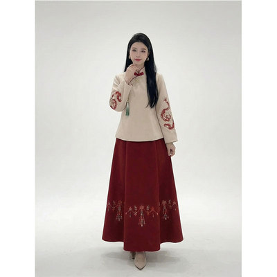 国风版上衣半身裙保暖气质显瘦