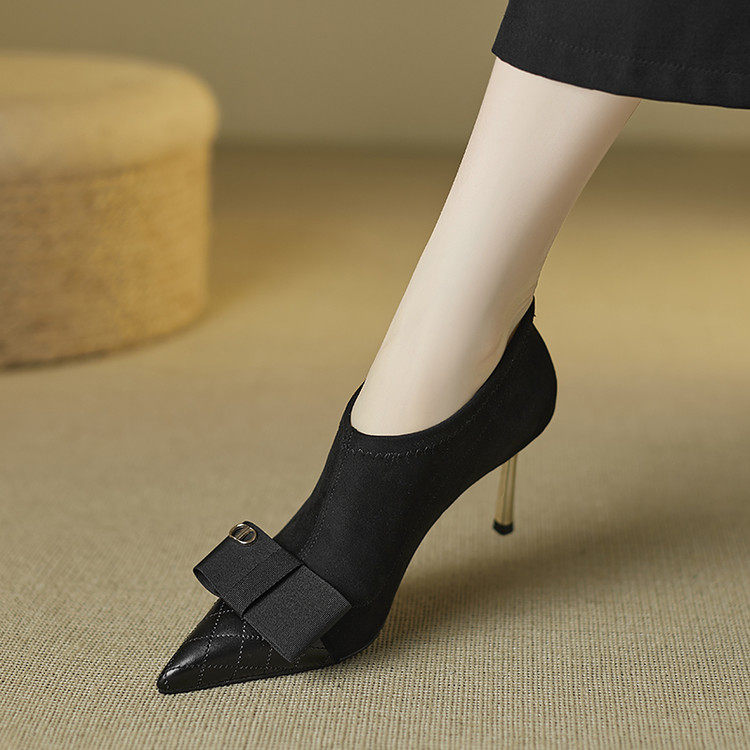 尖头细跟TPR(牛筋）胶粘工艺头层猪皮深口单鞋,女鞋,深口单鞋,淘宝优惠券,粉丝福利购,淘宝优惠卷