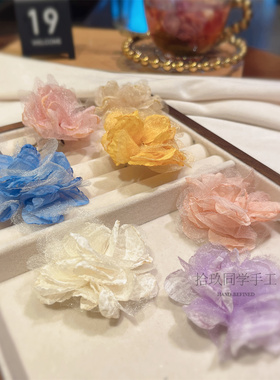 彩色立体花朵演出指花开口戒指旅行拍照胖手指环女轻纱度假风潮