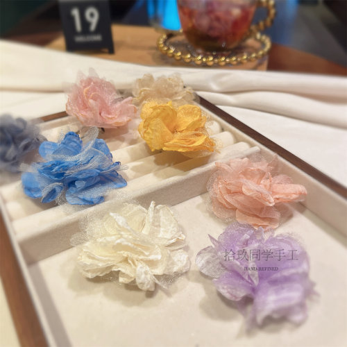 彩色立体花朵演出指花开口戒指旅行拍照胖手指环女轻纱度假风潮