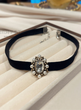 法式复古黑色丝绒choker颈圈