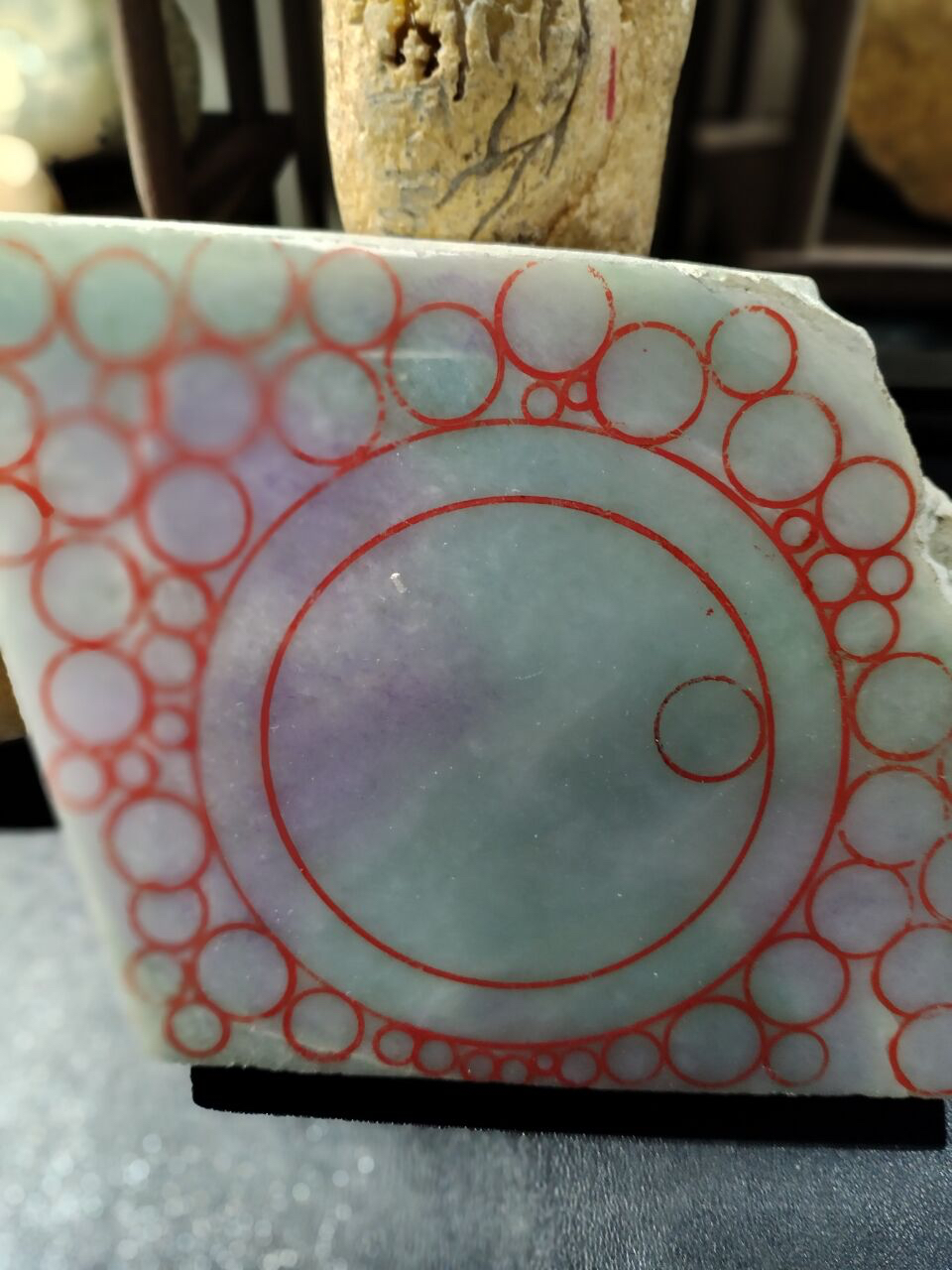 天然缅甸A货翡翠糯化紫绿春彩片料