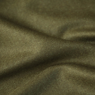 意大利进口薄款橄榄绿色细腻斜纹编织短顺羊绒羊毛面料设计师布料