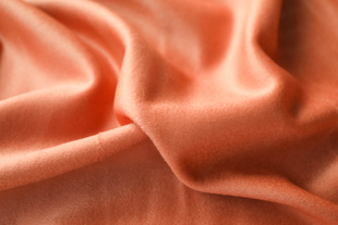 意大利进口温润秋橘色单面短顺羊绒顺毛面料设计师外套布料