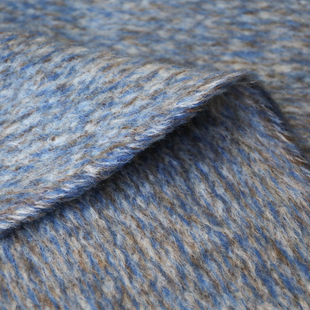 韩国进口温润雾蓝灰棕混杂色双面可揭开阿尔巴卡羊驼绒长毛面料