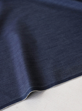 意大利进口薄款柔软深蓝色丹宁细腻斜纹天丝棉牛仔面料设计师布料