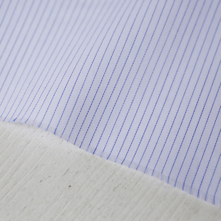 瑞士进口ALUMO阿鲁姆双股蓝白竖细条纹人字鱼骨纹高支纯棉布料